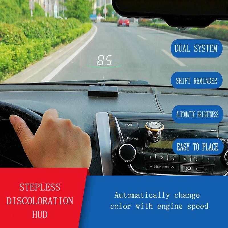 Car Hud Display Water Temp Per Hour Color Changing Light