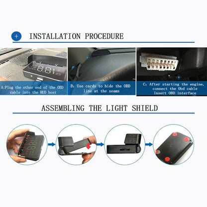 Car Hud Display Water Temp Per Hour Color Changing Light
