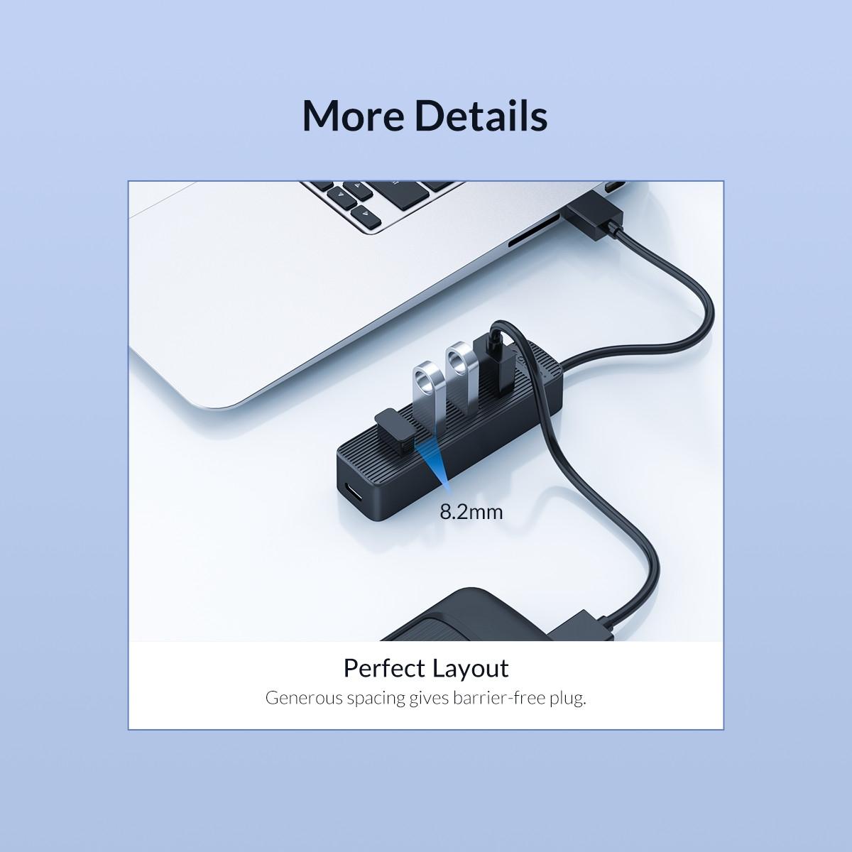 7-Port Usb 3.0 Hub With Black Design