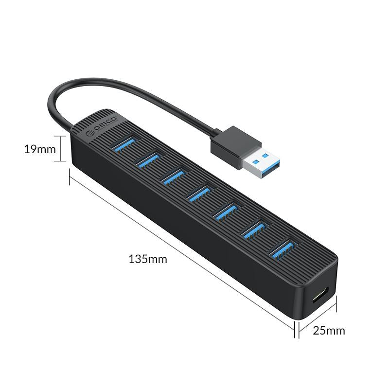 7-Port Usb 3.0 Hub With Black Design