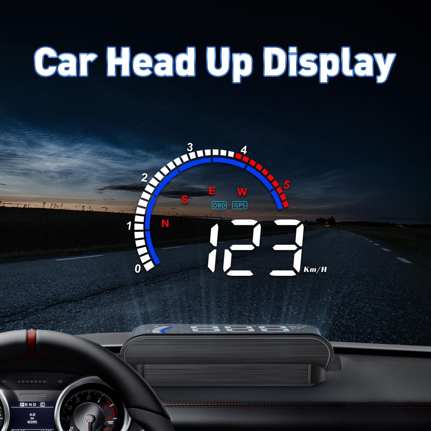 Hud Car Display Overspeed Speed Temp Alarm Obd2 + Gps