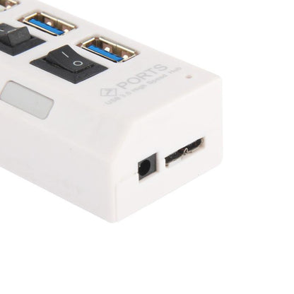 7-Port Usb 3.0 Hub 5Gbps Plug & Play 1Tb Support - Black