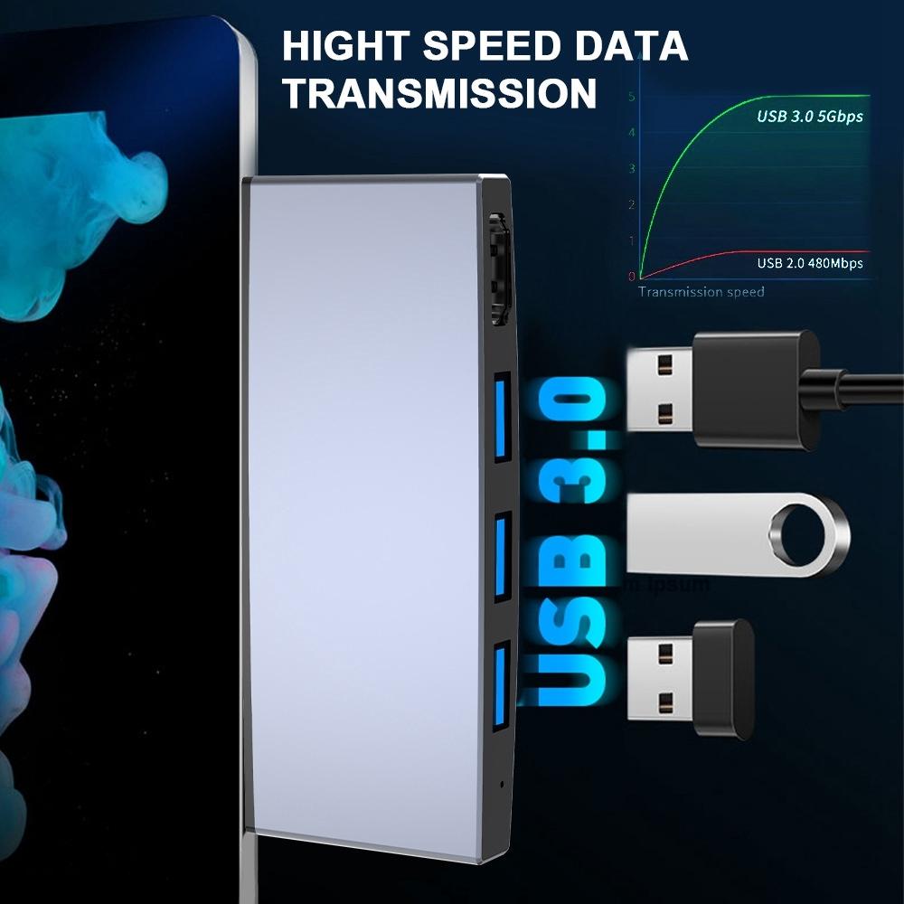 6-In-1 Usb 3.0 Hub With Lan 4K Hdmi Sd And Tf Adapter