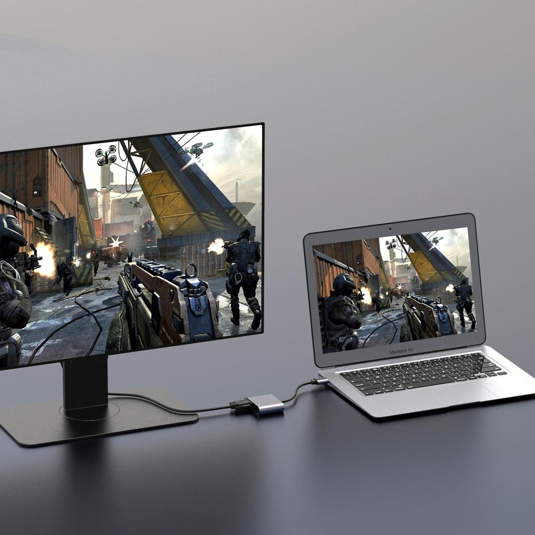Usb To Hdmi / Vga / Audio Adapter 3-In-1 Hub