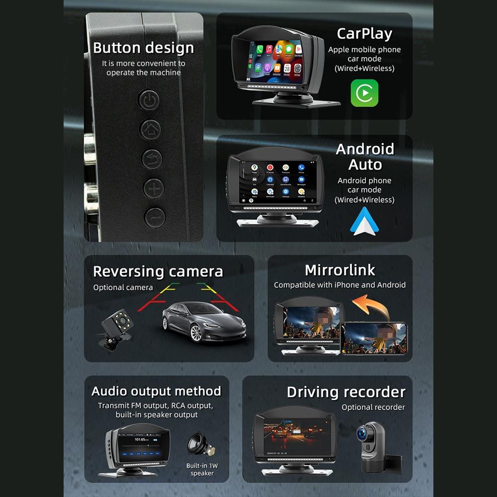4.7 Inch Car Mp5 Player With Ios Carplay Android Auto Bt Usb Fm