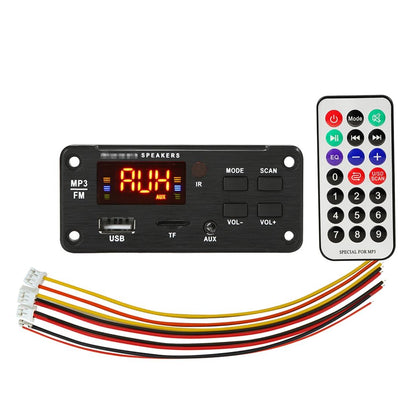 12V Car Bluetooth 5.0 Audio Mp3 Player Board With Remote - Fm Radio Tf Card Usb Aux