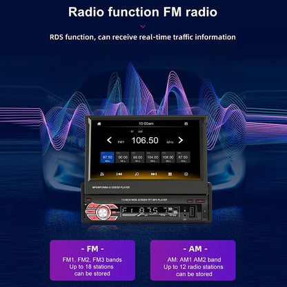 7 Inch Carplay Mp5 Player W / Retractable Screen Fm Bluetooth Tf Card - 9601C
