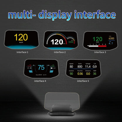 Car Hud Display Compass Speed Temp Voltage Alarm