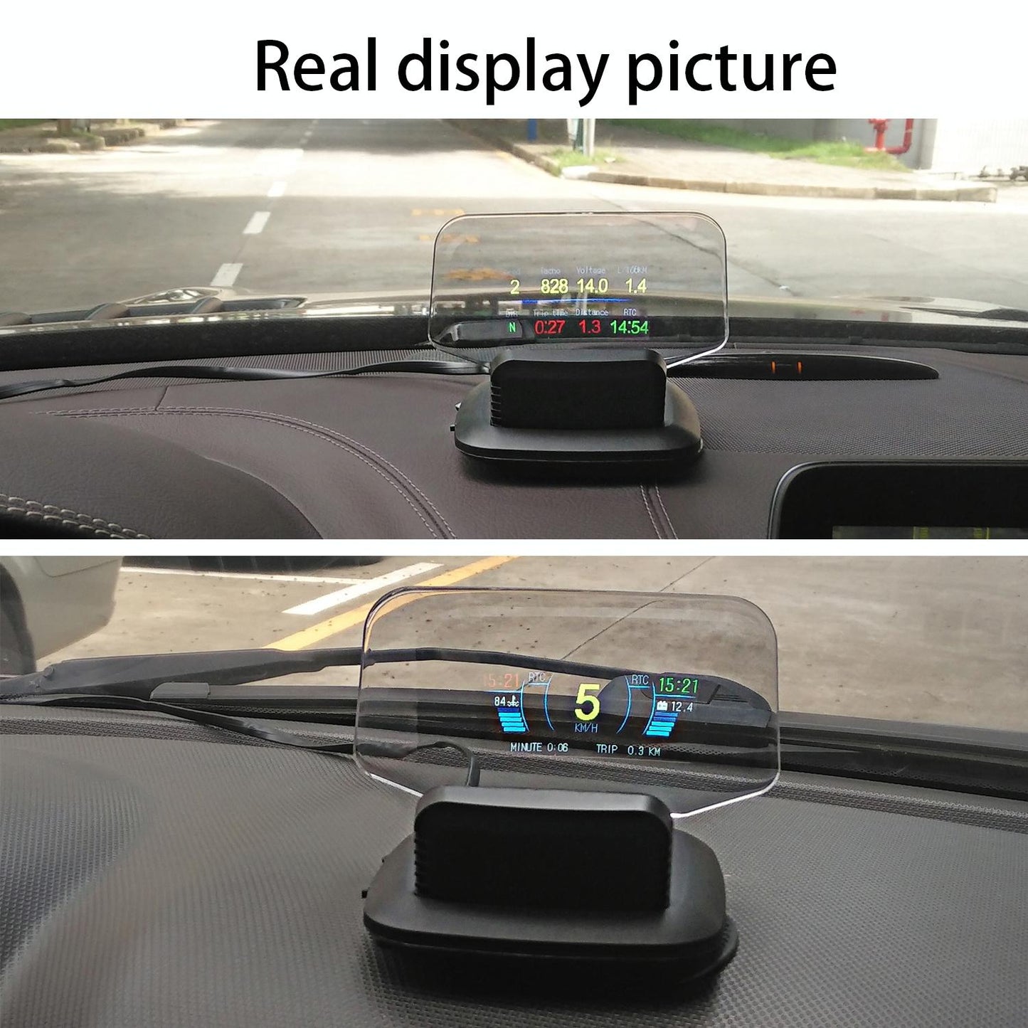 Car Hud Display Compass Speed Temp Voltage Alarm