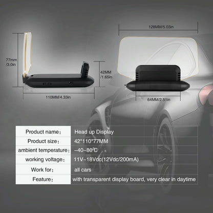 Car Hud Display Compass Speed Temp Voltage Alarm