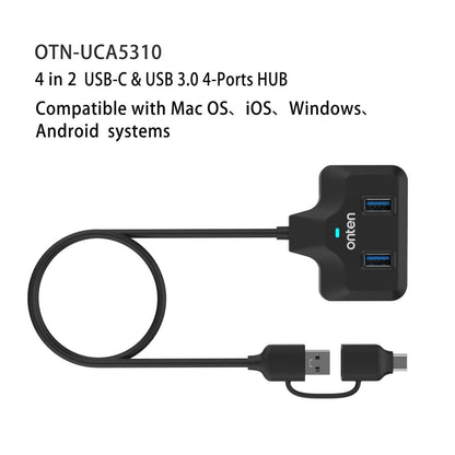 4-In-2 Usb-C / Type-C + Usb3.0 Docking Station