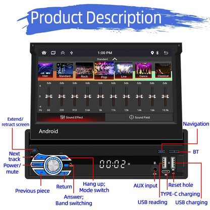 7 Inch Android Car Gps Navigation Bluetooth Stereo Radio Mirror Link Fm Wifi
