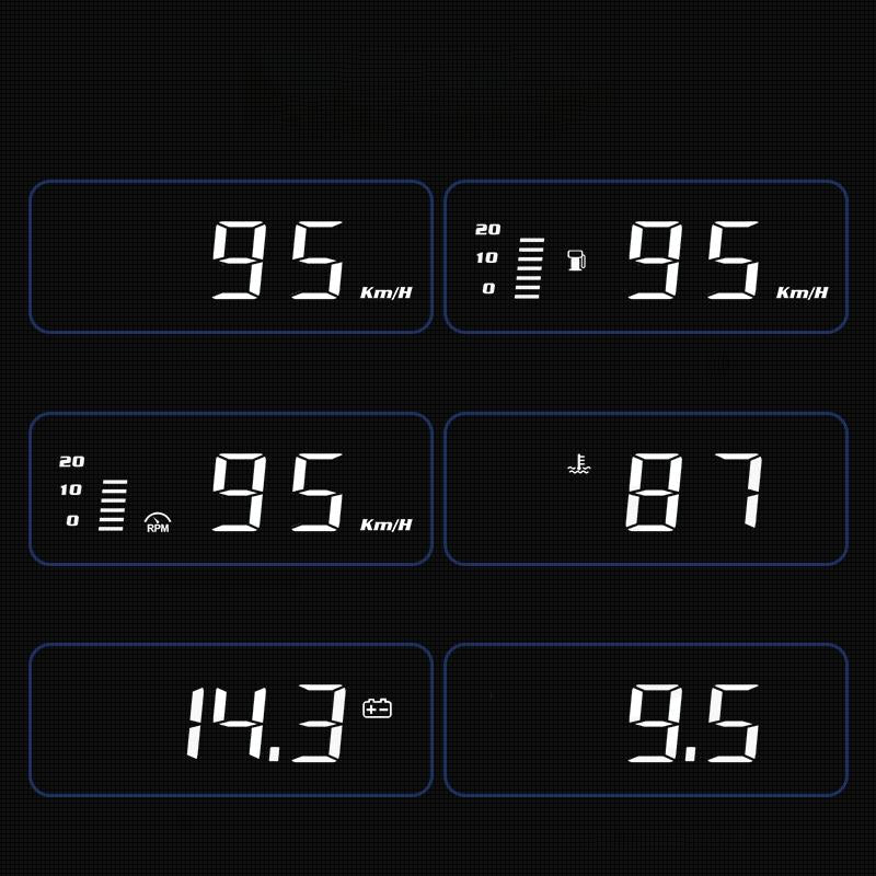 3.7 Inch Car Obd Hud Display Water & Voltage Alarm