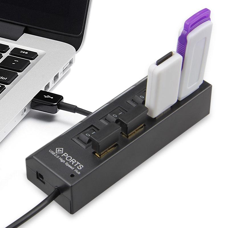 4-Port Usb Hub With High Speed 2.0 Splitter And On / Off Switch