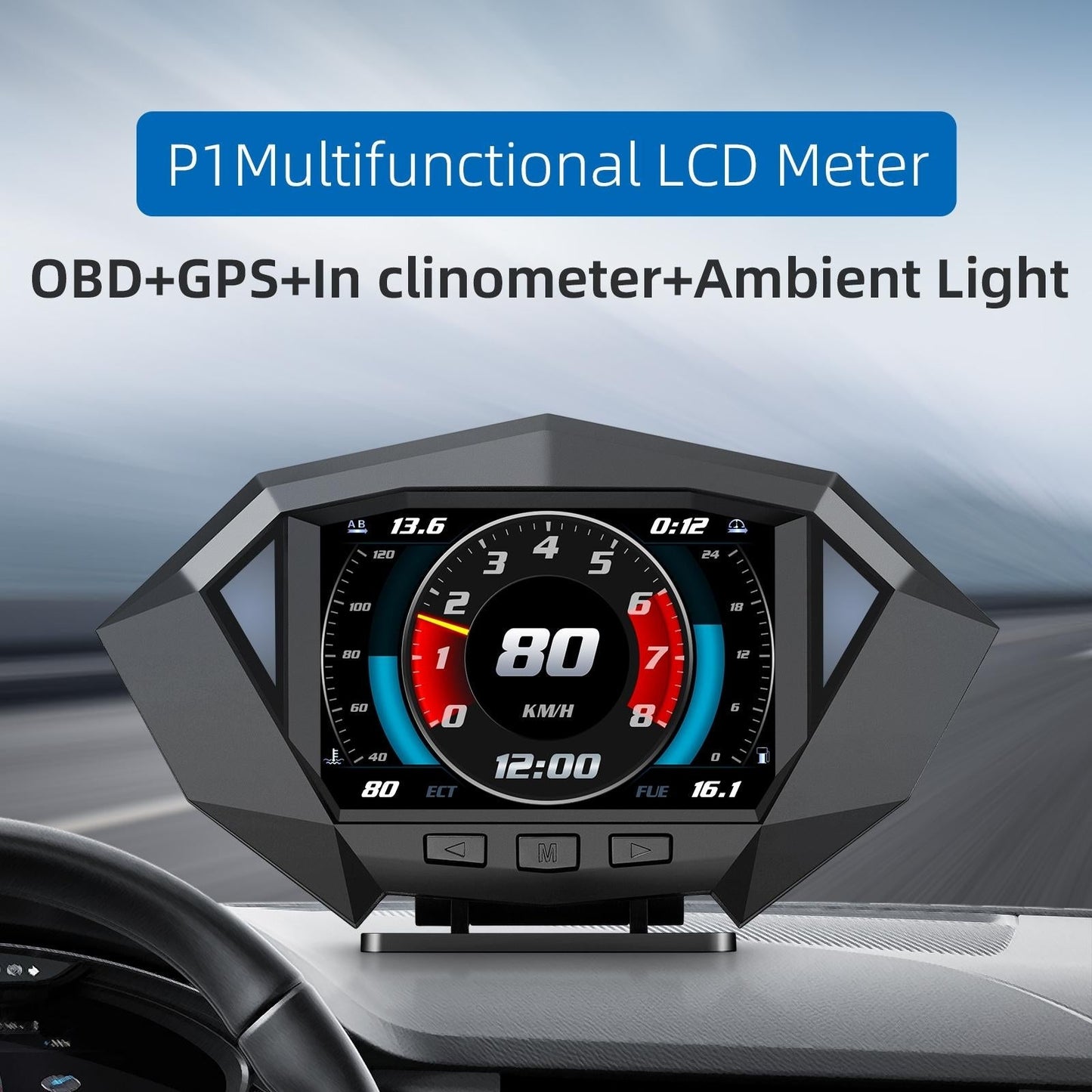 Smart Car Obd2 Gps Hud Speedometer 3.5 Inch Display
