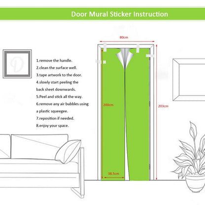 2-piece Diy 3d Door Sticker Set for Creative Home Decor