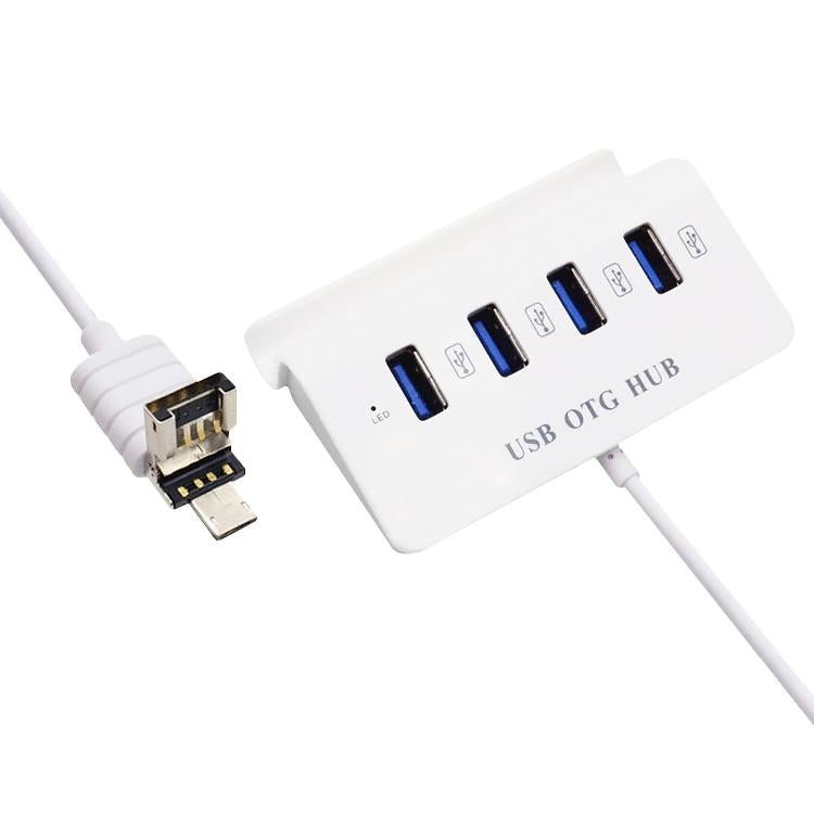 4-In-1 Micro Usb / Usb To 4 Usb 2.0 Otg Docking Station With Stand