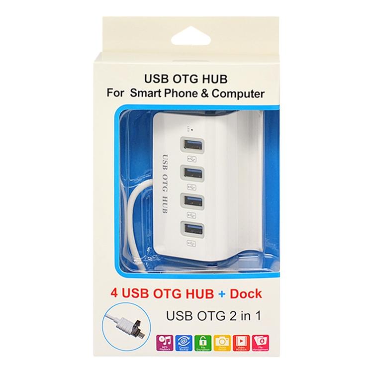 4-In-1 Micro Usb / Usb To 4 Usb 2.0 Otg Docking Station With Stand