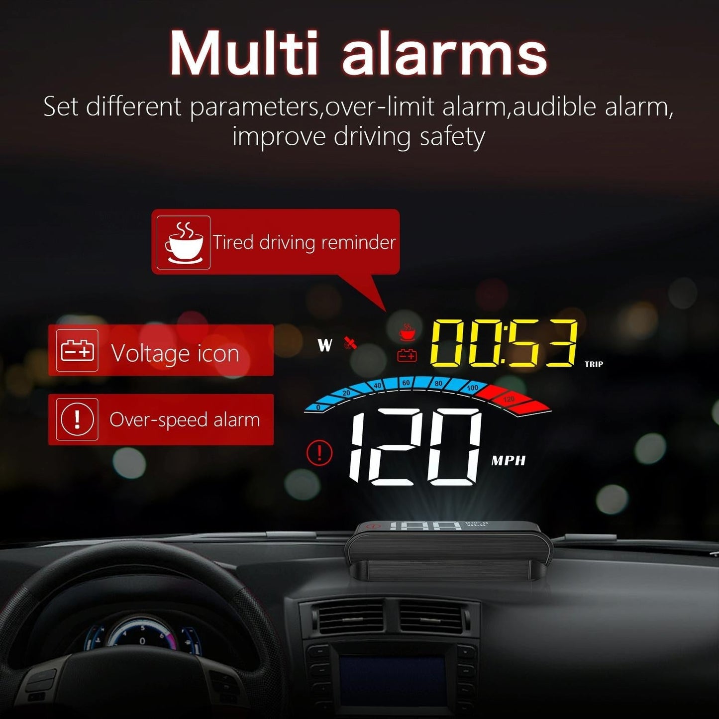 Universal Car Hud Gps Speed Meter With Voltage Display