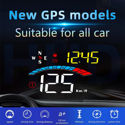Universal Car Hud Gps Speed Meter With Voltage Display