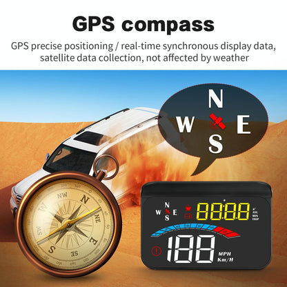 Universal Car Hud Gps Speed Meter With Voltage Display