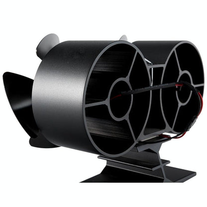8-blade Double Head Heat Powered Stove Fan - Aluminum