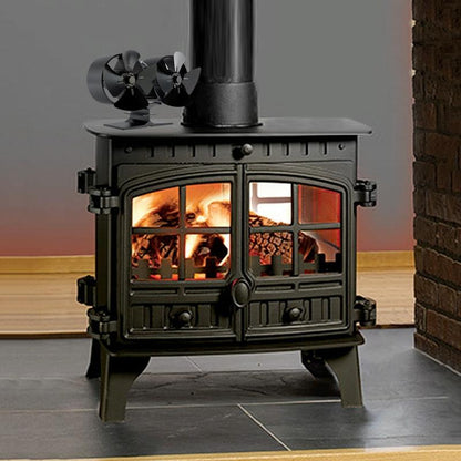 8-blade Double Head Heat Powered Stove Fan - Aluminum