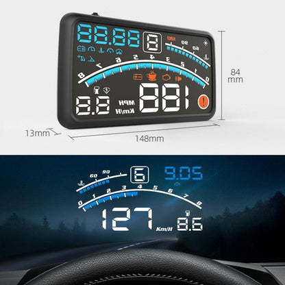 5.5 Inch Obd Hud Head Up Display Speed Alarm Shift Reminder Time Display