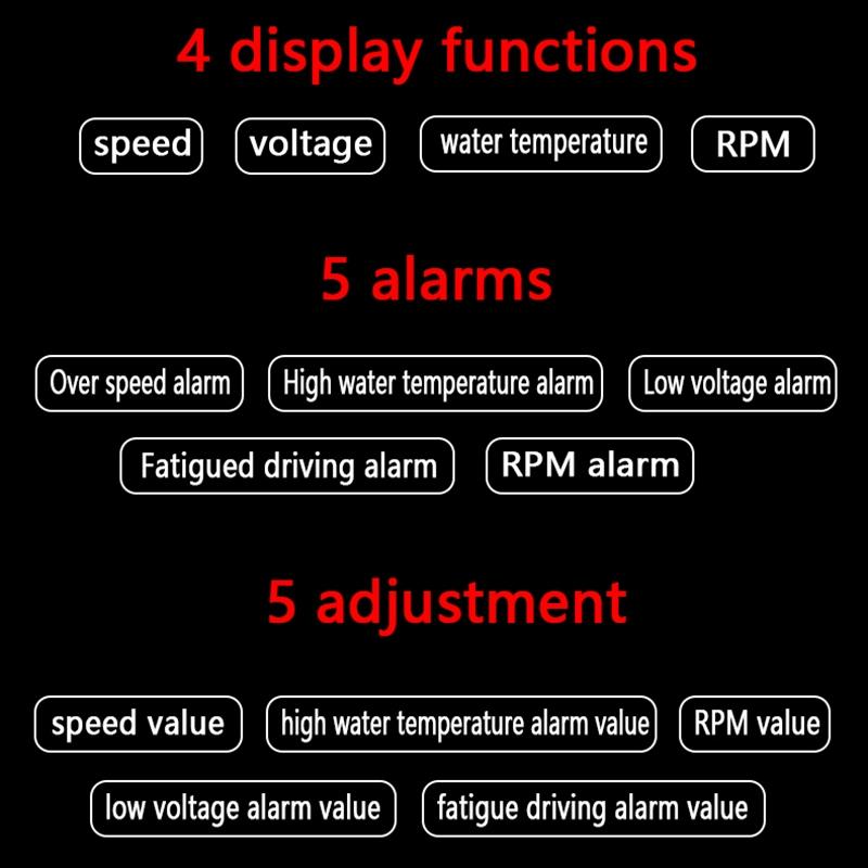 3.5 Inch Vehicle Head Up Display Car Speed Engine Revs Water Temp Voltage