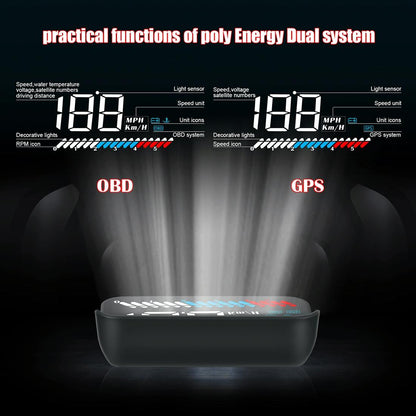 Universal Car Obd2 + Gps Hud 3.5 Inch Display Fuel Consumption