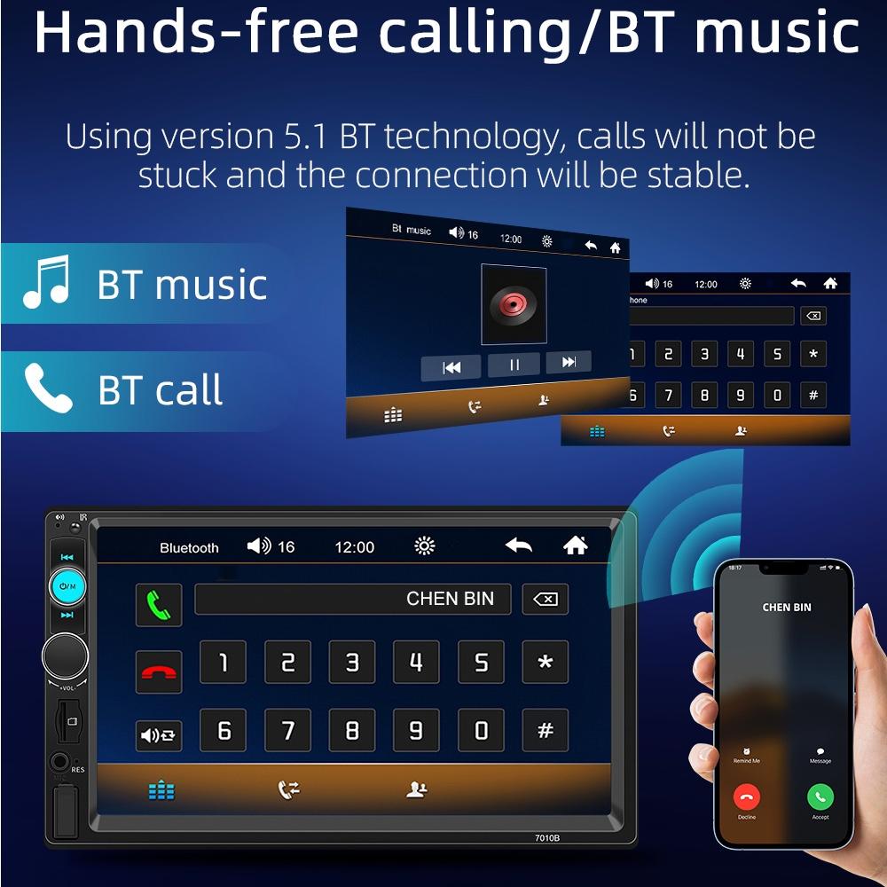 Touch Screen Mp5 Player With Bluetooth & Rear View - Universal Fit