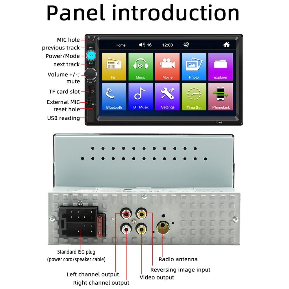 Touch Screen Mp5 Player With Bluetooth & Rear View - Universal Fit