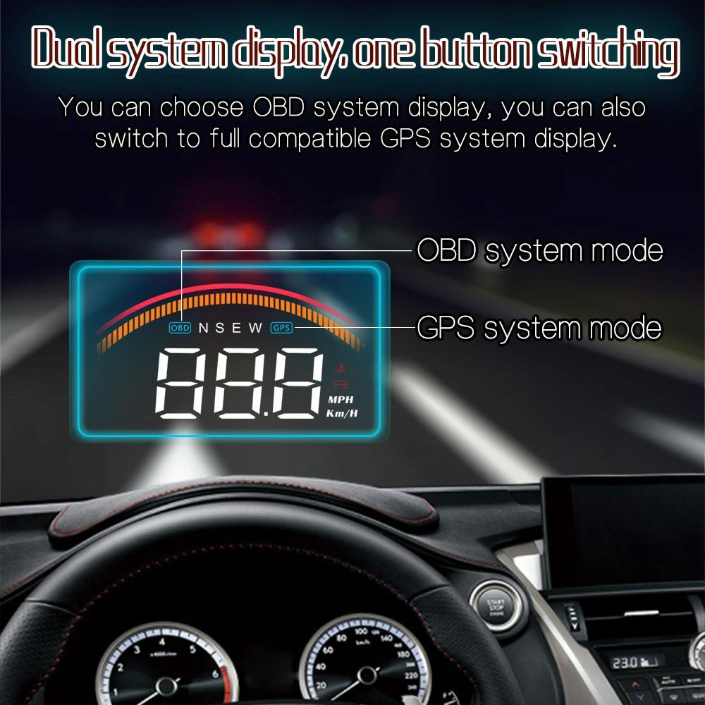 Car Obd2 + Gps Head Up Display Speed & Temperature Alarm