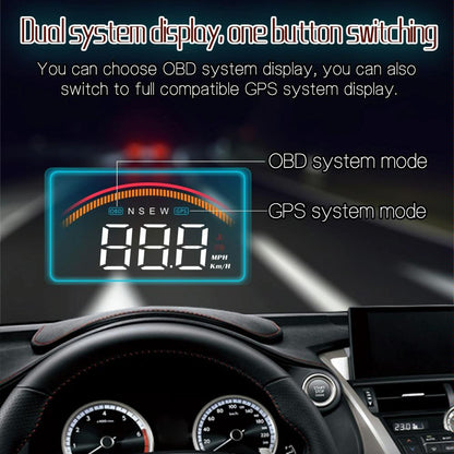 Car Obd2 + Gps Head Up Display Speed & Temperature Alarm