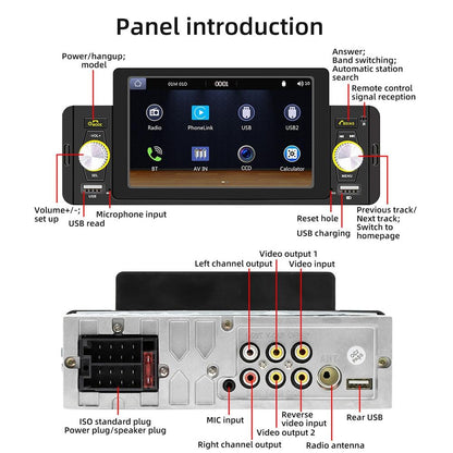5 Inch Car Mp5 Inch Player W / Wireless Phone Mirror Link & Steering Wheel Control