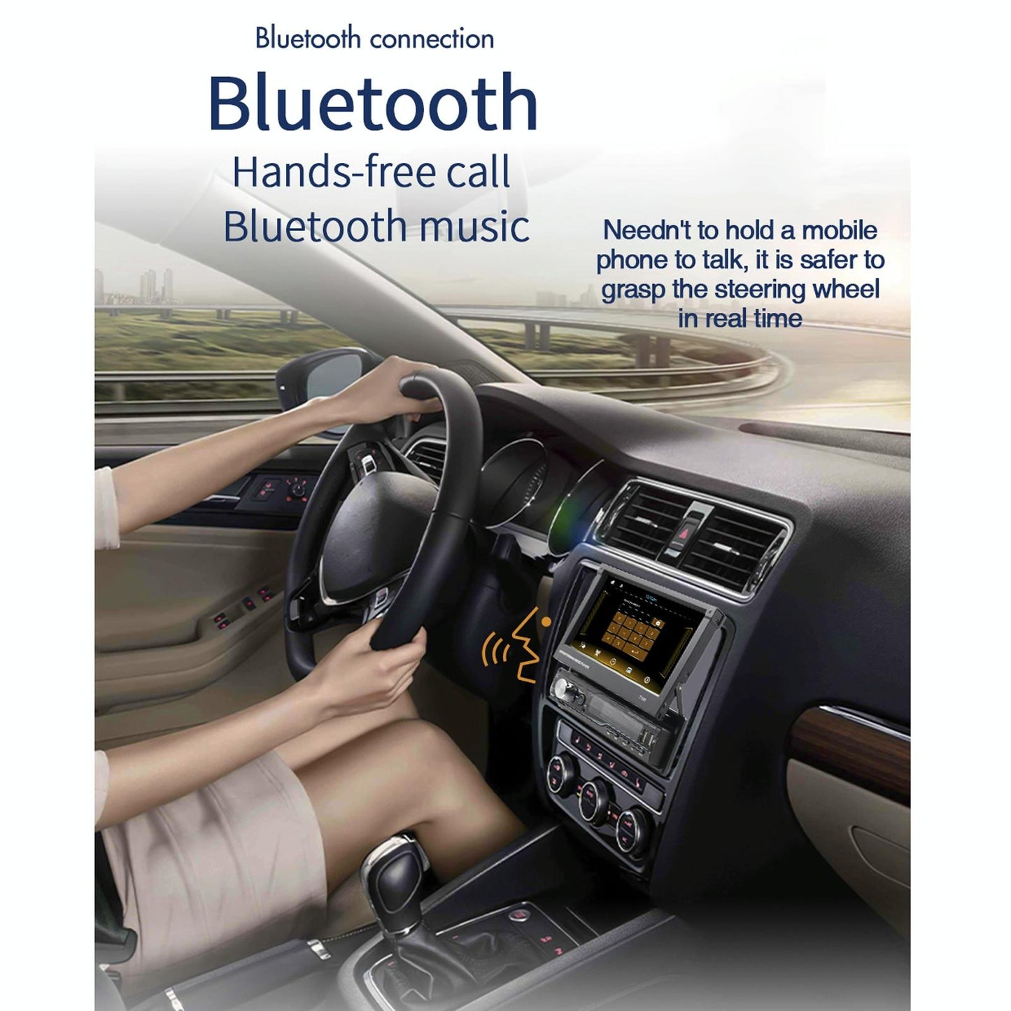 7 Inch Manually Retractable Car Mp5 Player With Mirror Link Fm Tf Card Usb Bluetooth Hands-Free Calling Reversing Trajectory & Cayplay
