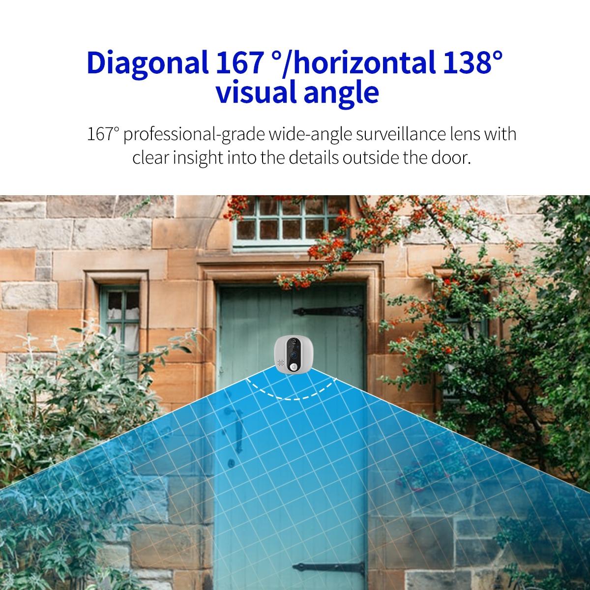 Smart Wifi Door Viewer With Wide-Angle Pir & Night Vision 1080P 4.3 Inch Dingdong Photo