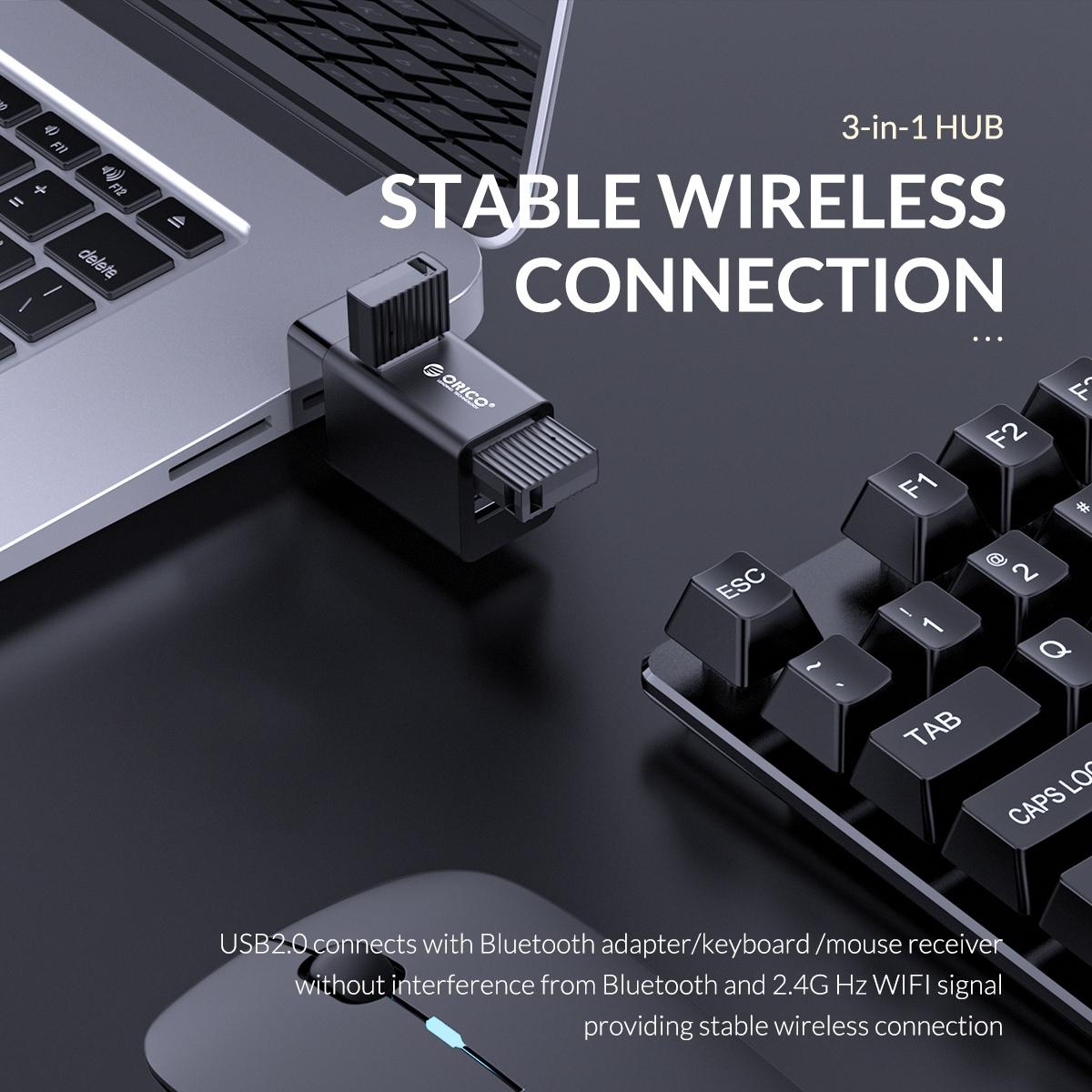 3-In-1 Usb Mini Hub Adapter For Multiple Devices - Black