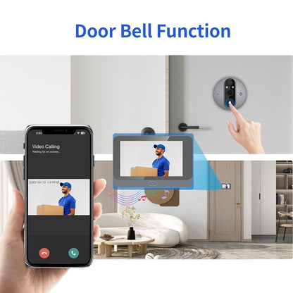 Smart Wifi Door Viewer With Wide-Angle Pir & Night Vision - 1080P 4.3 Inch Dingdong Photo - White