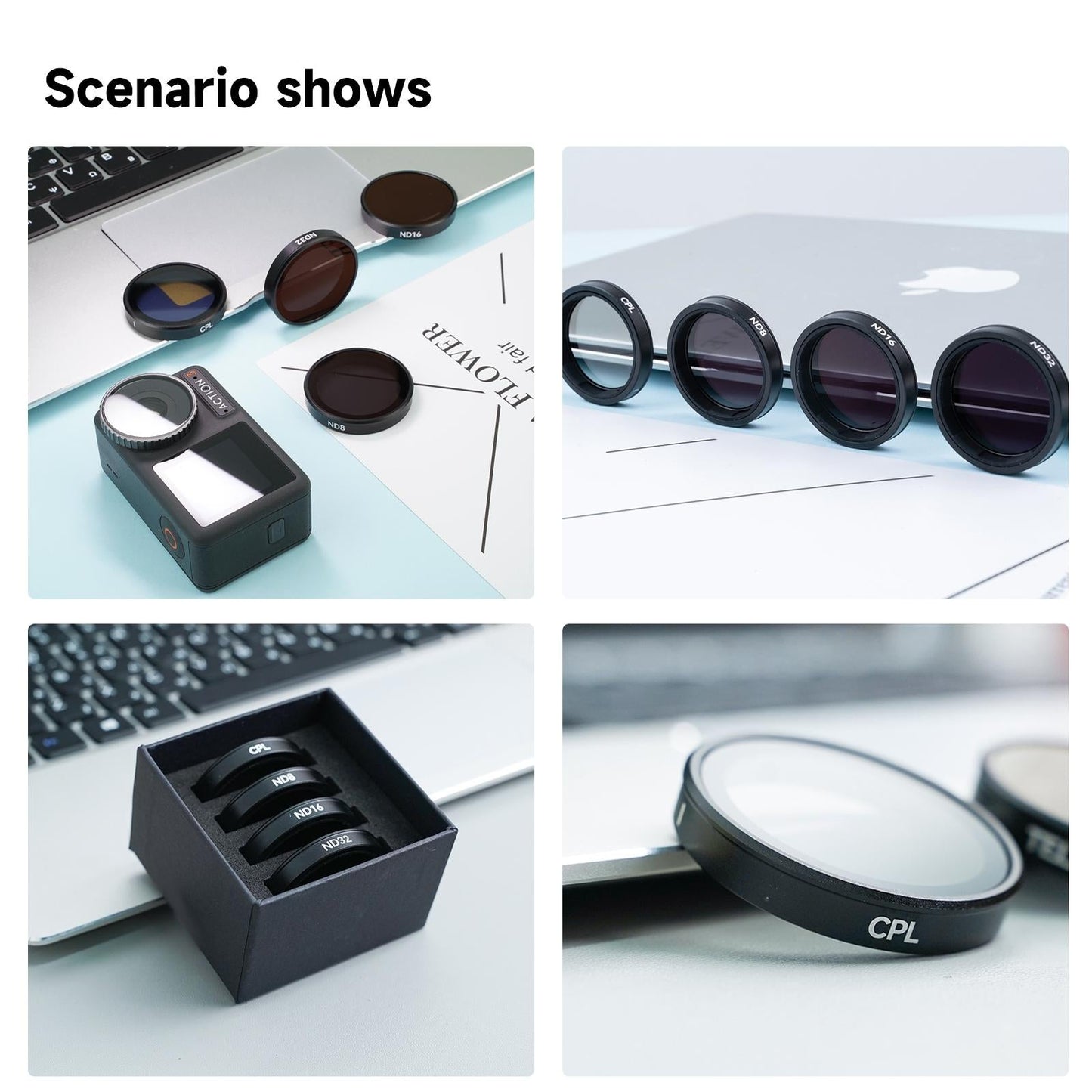 Aluminum Alloy Cpl Filter Set for Dji Action 3 / 4 Lens