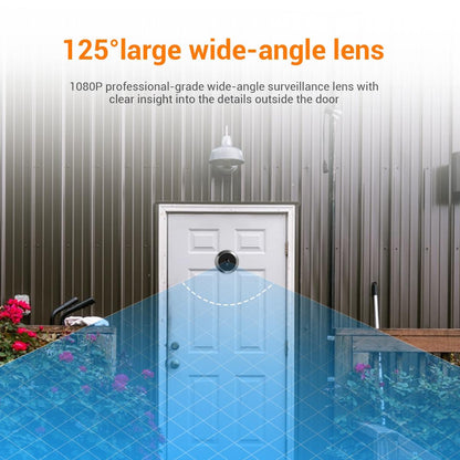 1080P Smart Digital Door Viewer With Night Vision - 3.97 Inch Wide Angle - Black