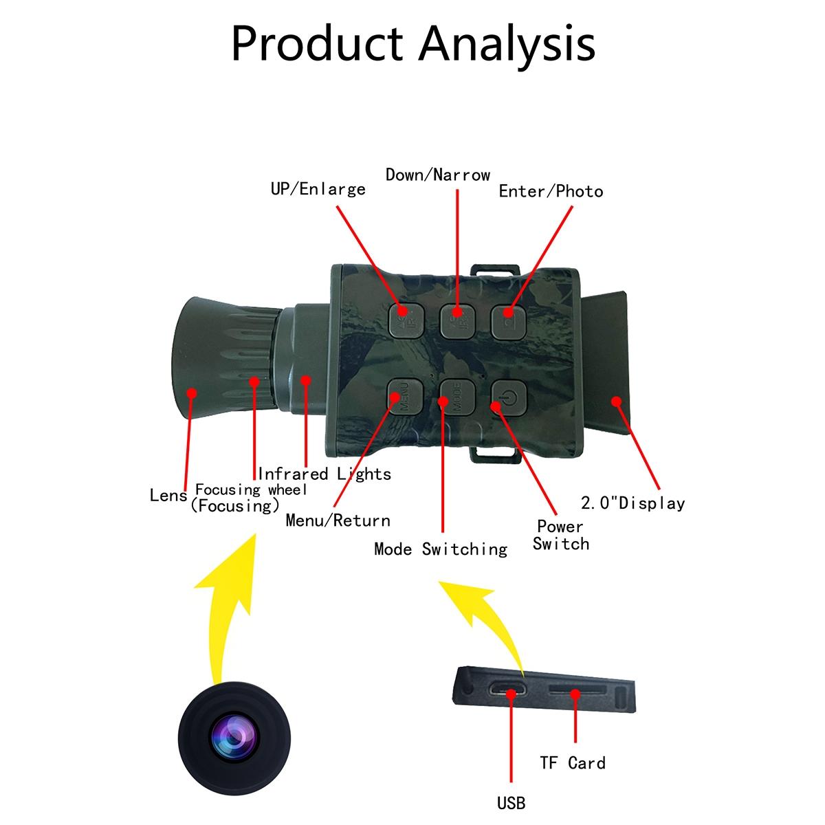4K Hd Monocular Digital Night Vision For Outdoor Hunting - Camouflage