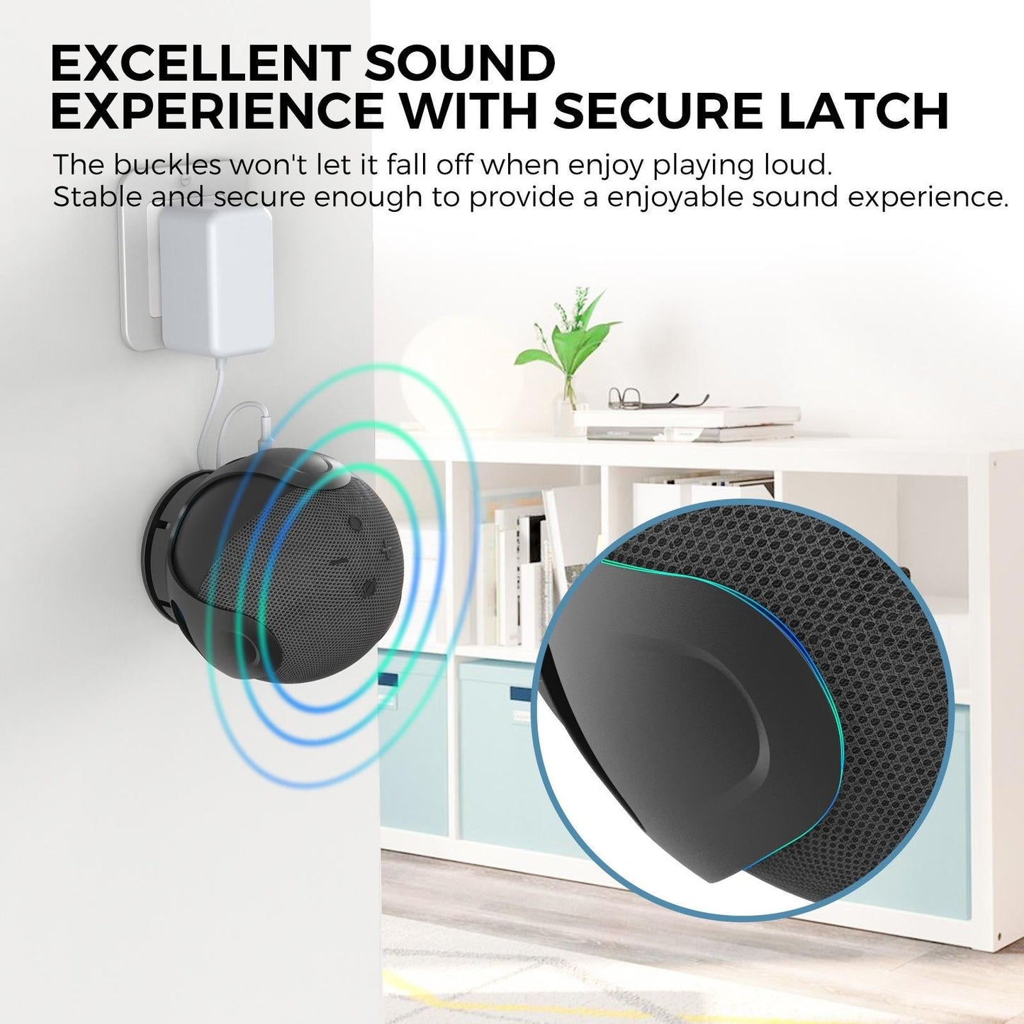 Wall Storage Stand for Amazon Echo Dot with Ahastyle Speaker - Fits 4th and 5th Gen - White