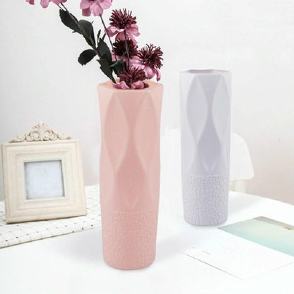 3-piece Plastic Vase Set for Dry and Wet Flower Arrangements and Floral Decor - Pink