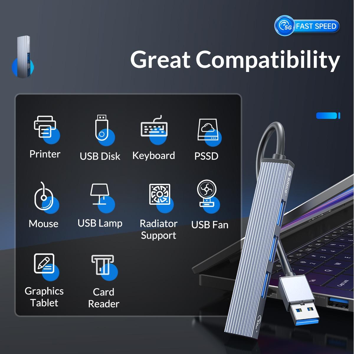 Usb 3.0 + 2.0 Hub Adapter Space Gray
