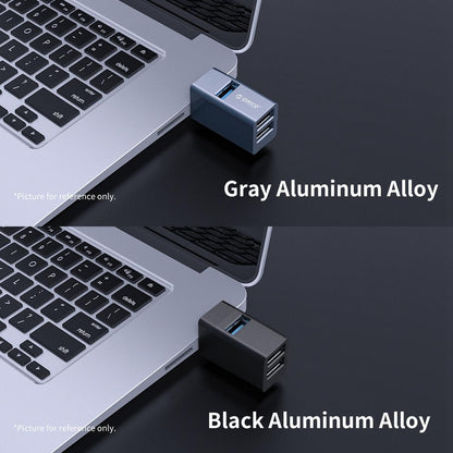 3-In-1 Usb Aluminum Mini Hub Adapter - Black
