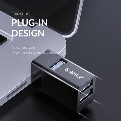 3-In-1 Usb Aluminum Mini Hub Adapter - Black