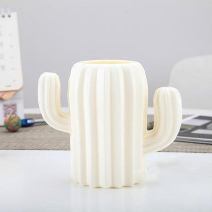 Cactus-shaped Vase Creative Desktop Pen Holder for Home Decor - Pink