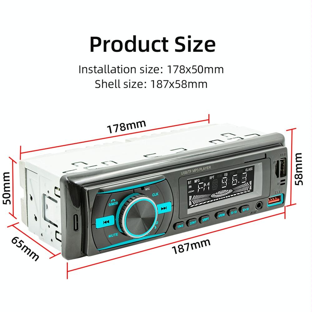 Car Mp3 Player With Voice Assistant & Fm - Colourful Lights Black