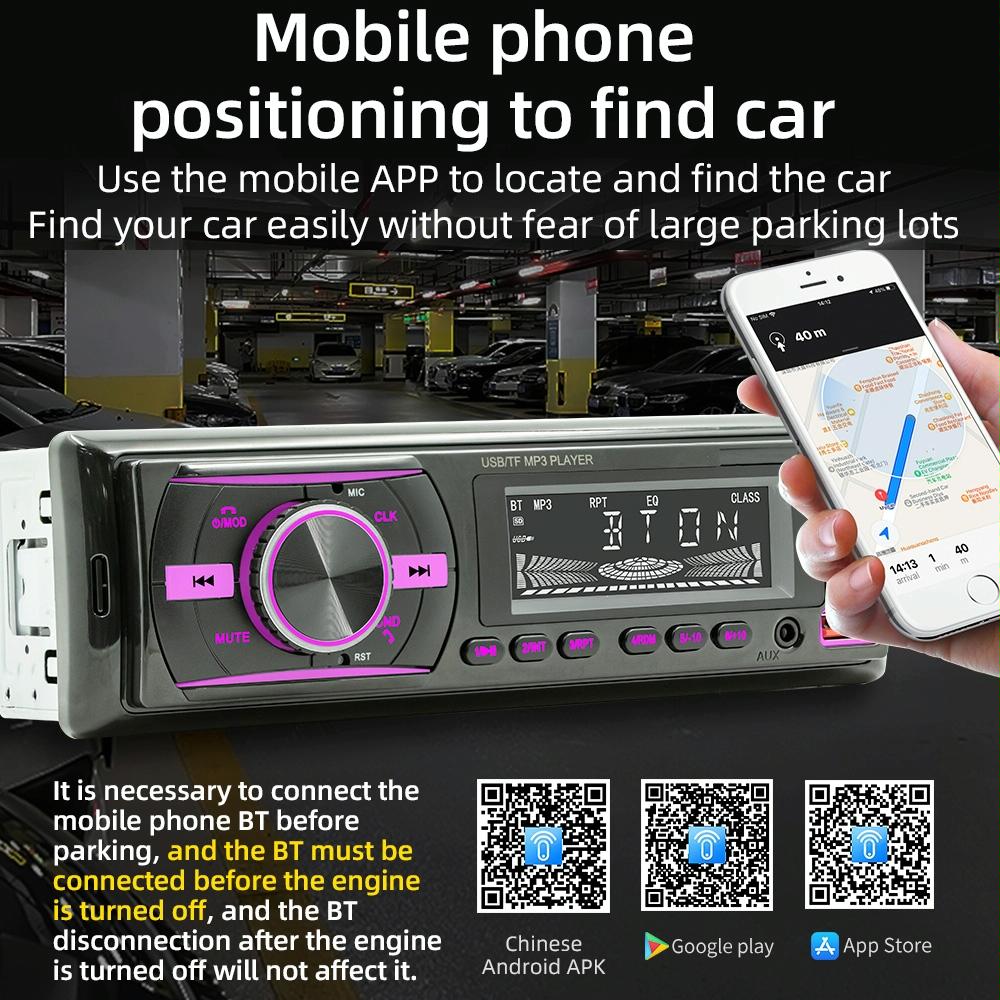 Car Mp3 Player With Voice Assistant & Fm - Colourful Lights Black